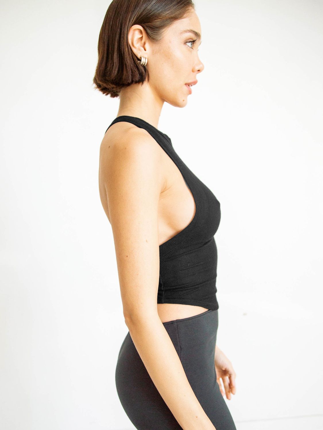 swvws Halter Neck Ribbed Cropped Top