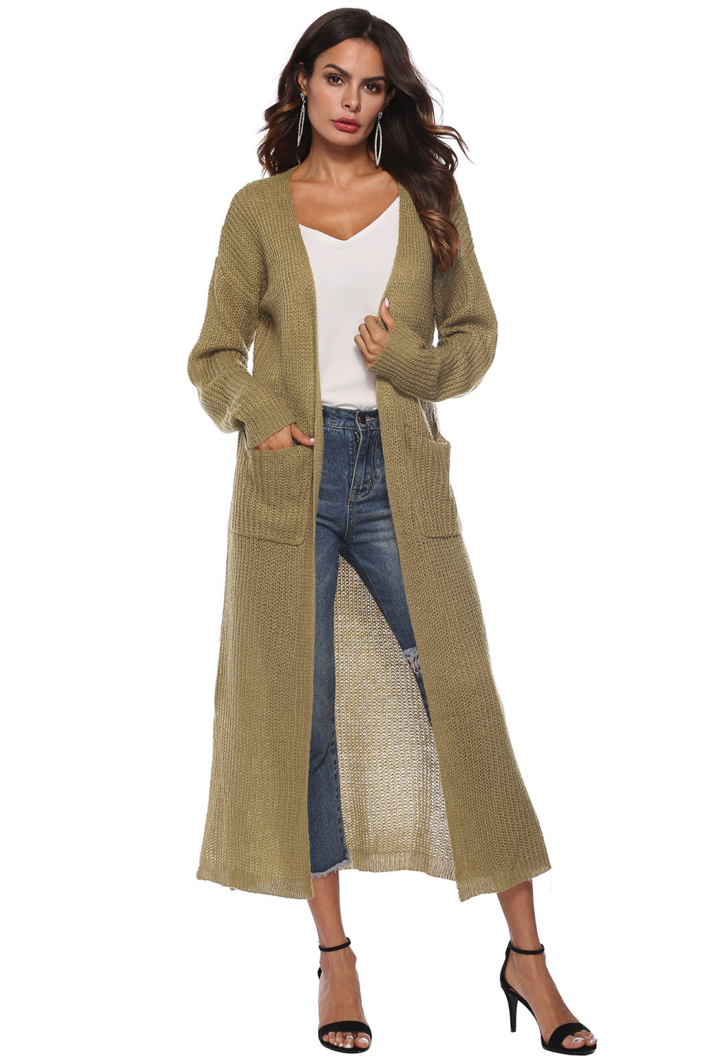 swvws Long Sleeve Open Front Buttoned Cardigan