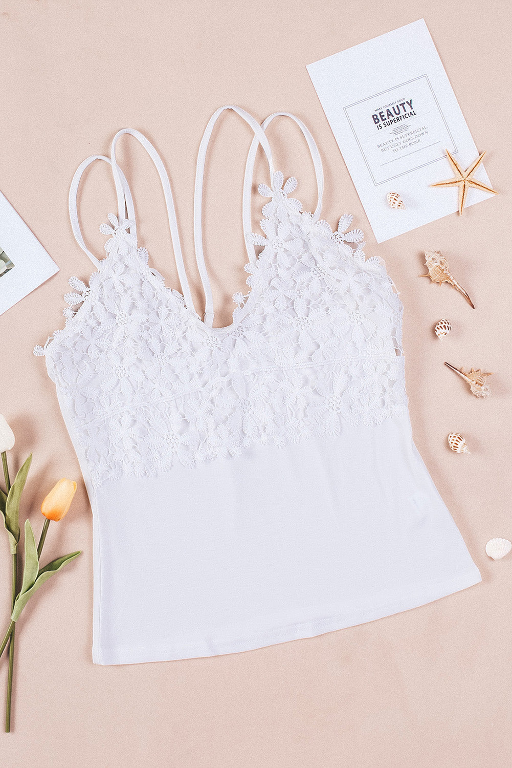 swvws Lace Double Spaghetti Strap Cami Top