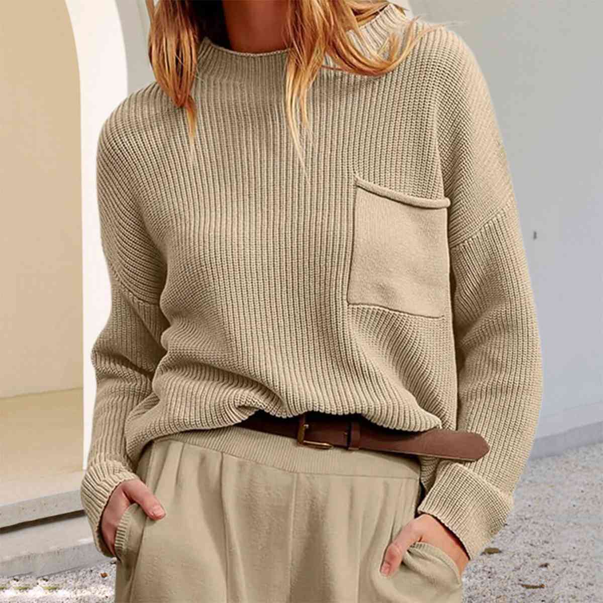 swvws Rib-Knit Dropped Shoulder Sweater