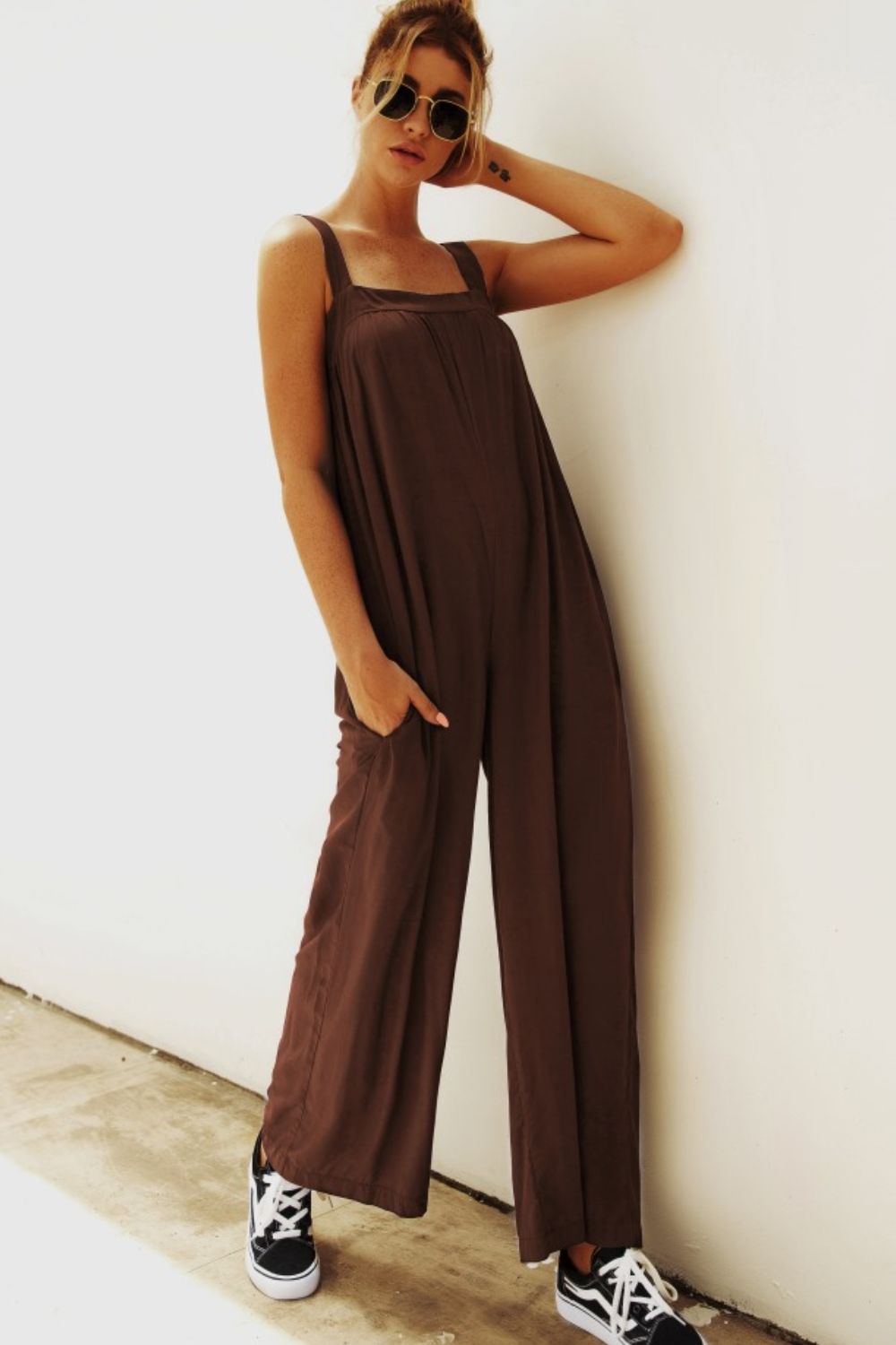 swvws Wide Strap Wide Leg Jumpsuit