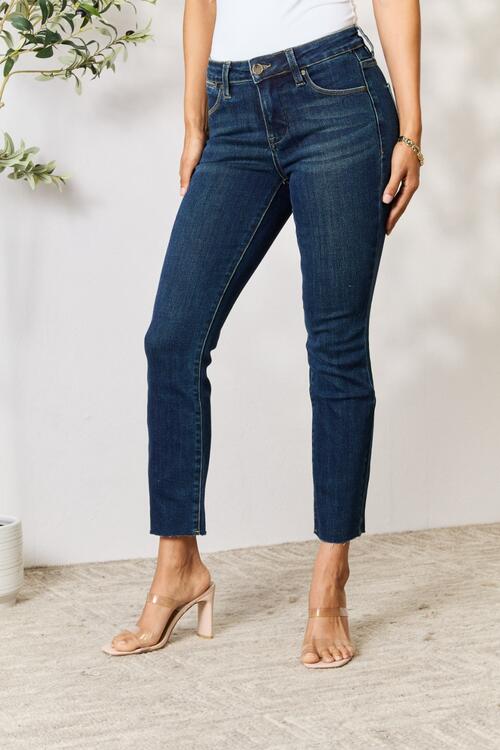 swvws BAYEAS Full Size Raw Hem Straight Jeans