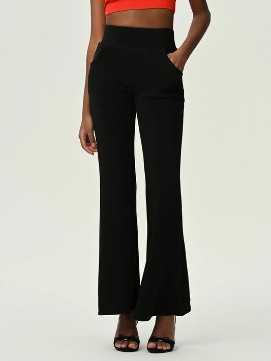 swvws High Waist Flare Leg Pants with Pockets