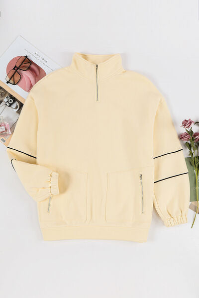 swvws Quarter Zip Dropped Shoulder Sweatshirt