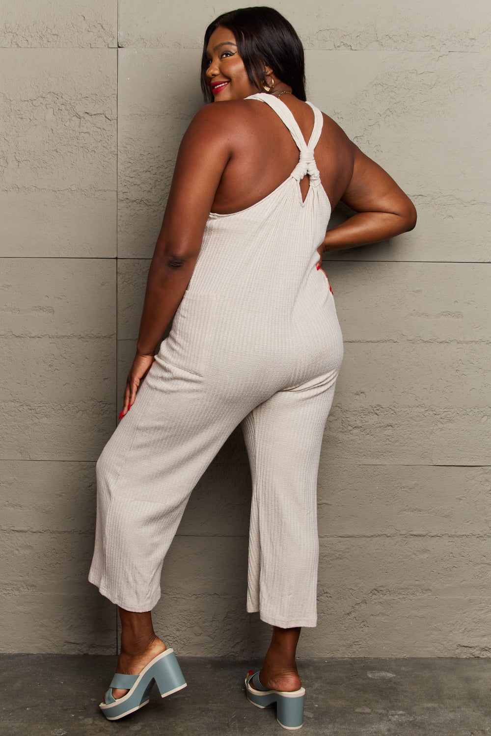 swvws HEYSON Don't Get It Twisted Full Size Rib Knit Jumpsuit