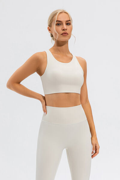 swvws Round Neck Cutout Cropped Active Tank