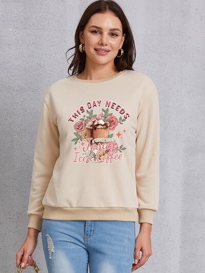 swvws Letter Graphic Round Neck Sweatshirt