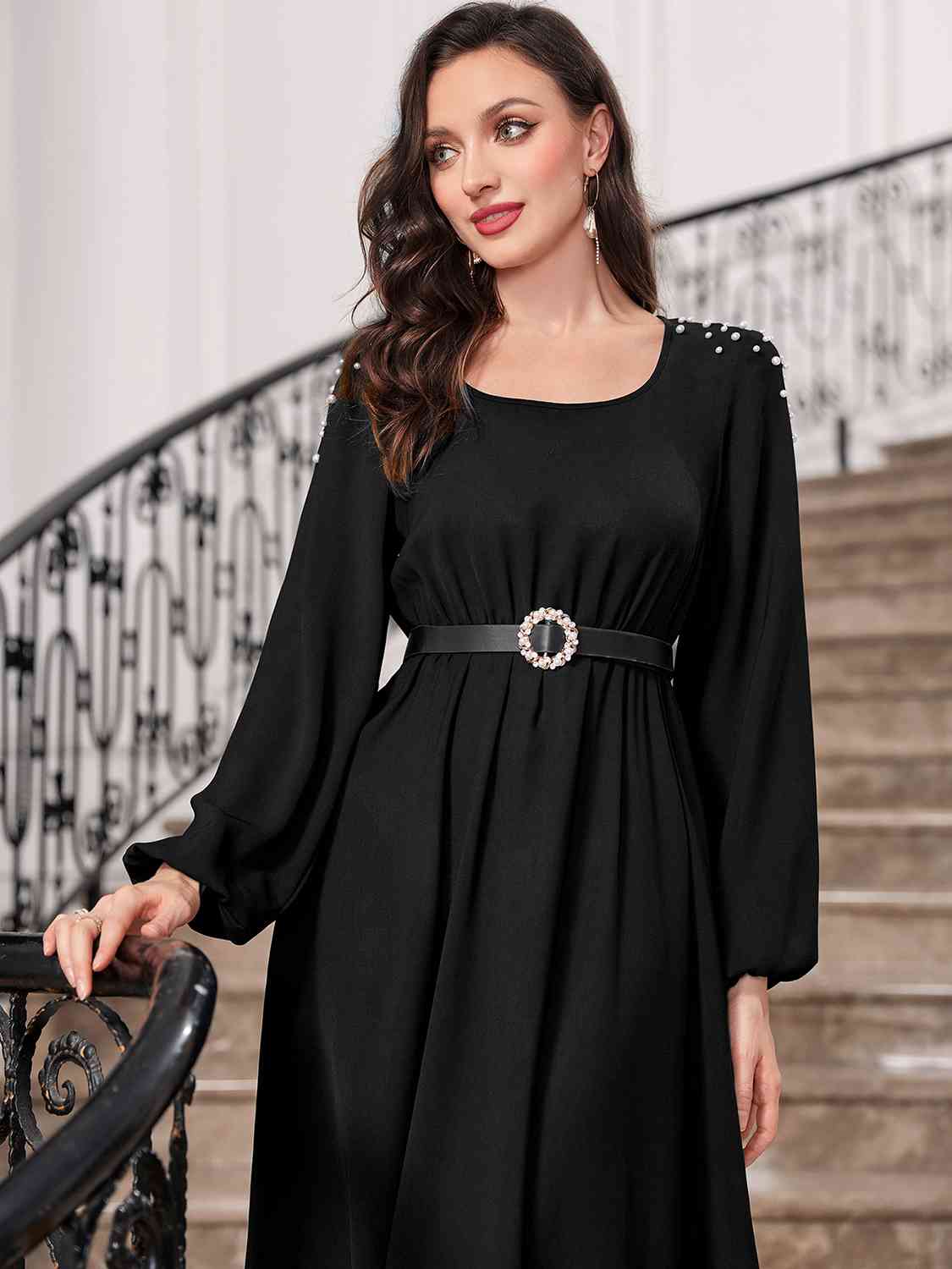 swvws Square Neck Balloon Sleeve Dress