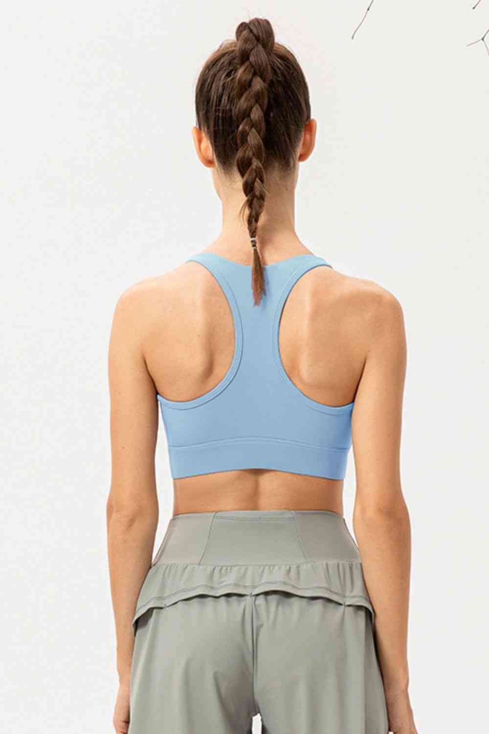 swvws Zip-Up Round Neck Sports Bra