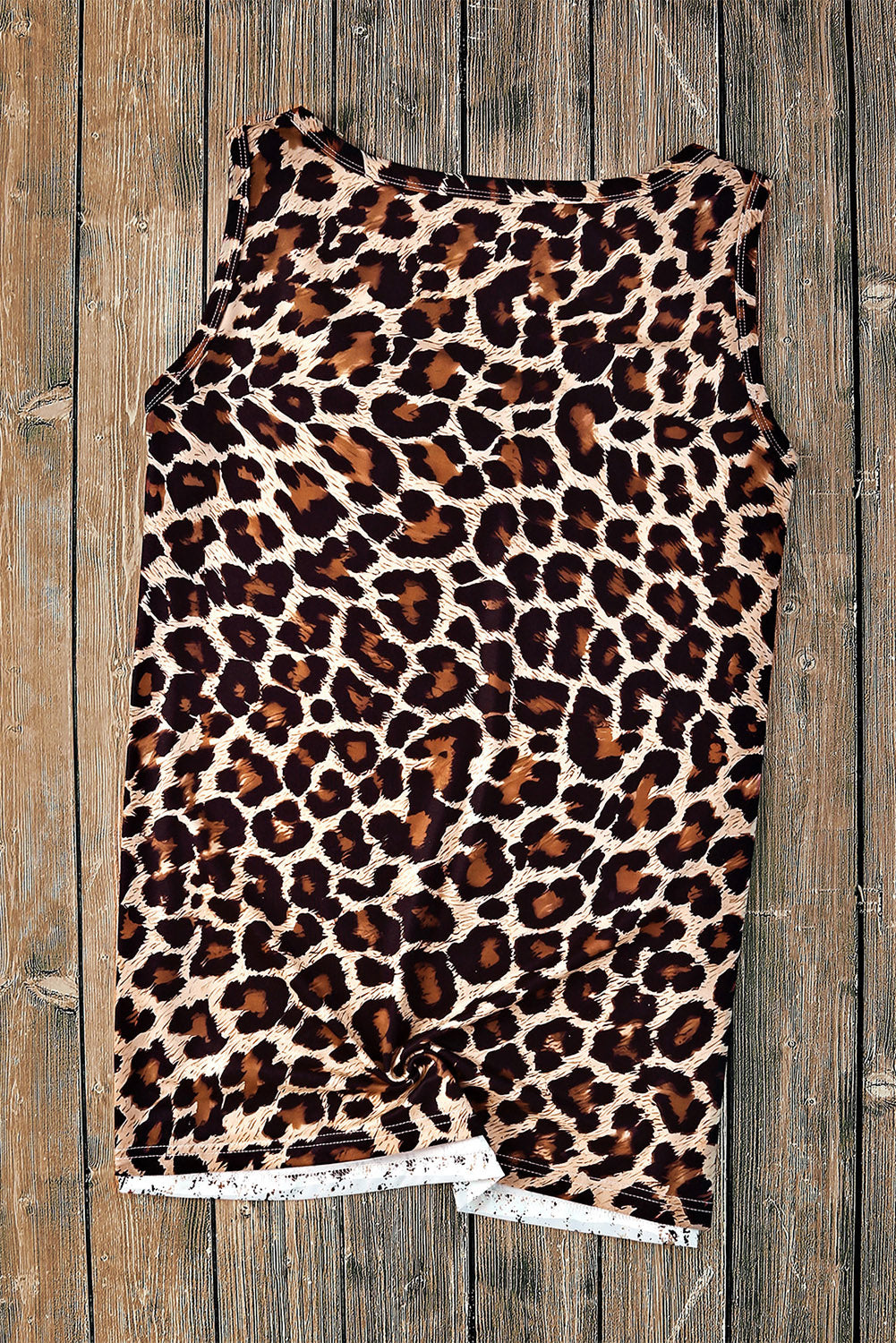 swvws Leopard Color Block Scoop Neck Tunic Tank