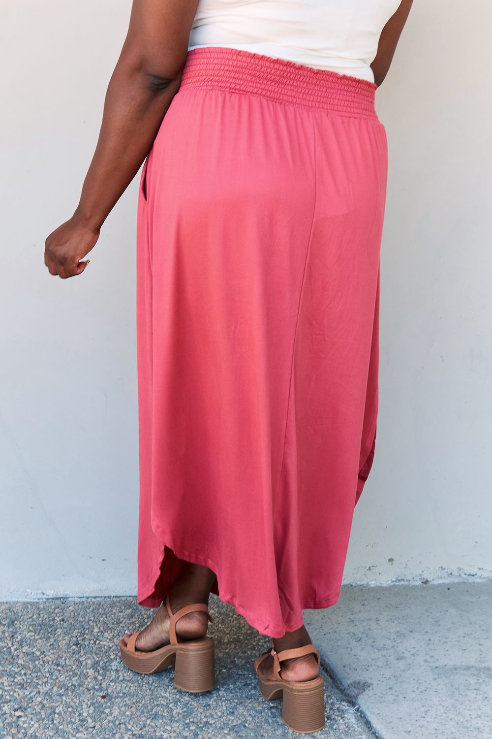 themeisles Doublju Comfort Princess Full Size High Waist Scoop Hem Maxi Skirt in Hot Pink