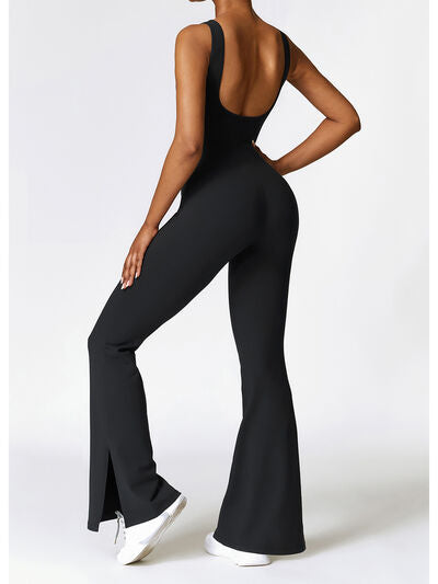 swvws Wide Strap Bootcut Slit Active Jumpsuit