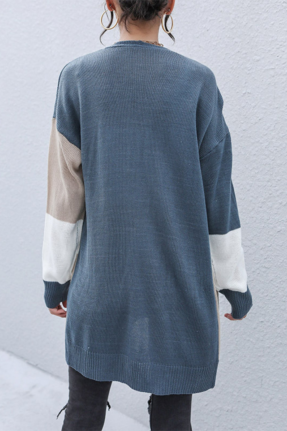 swvws Color Block Dropped Shoulder Cardigan