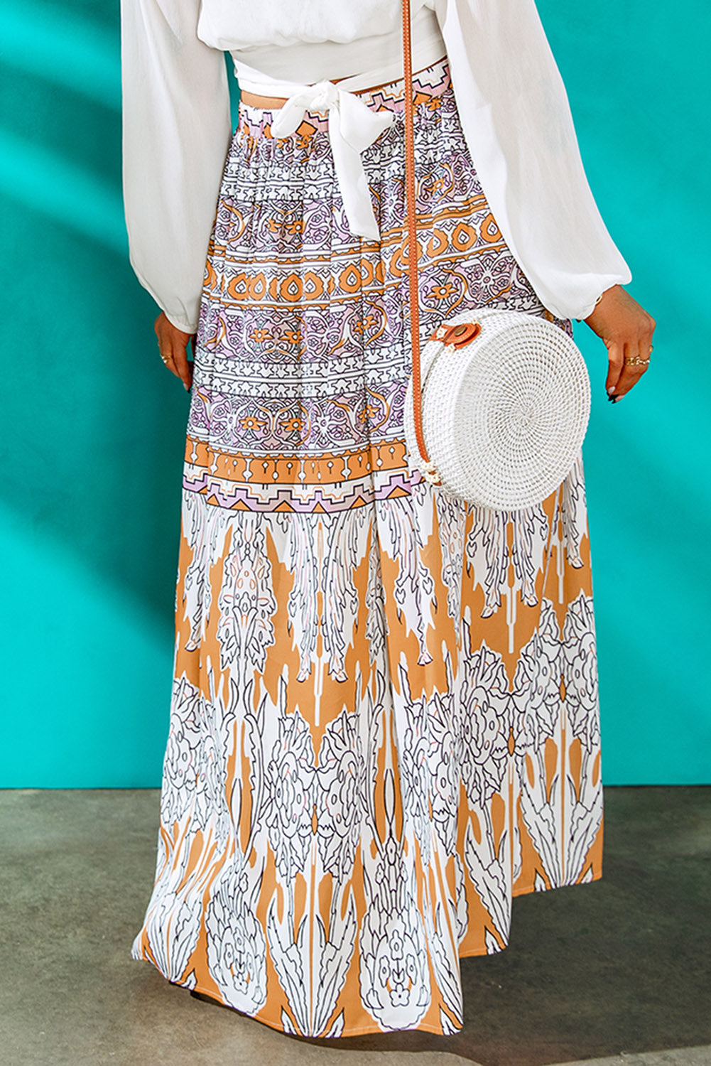 themeisles Printed A-Line Maxi Skirt