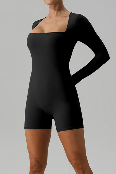 swvws Square Neck Long Sleeve Active Romper