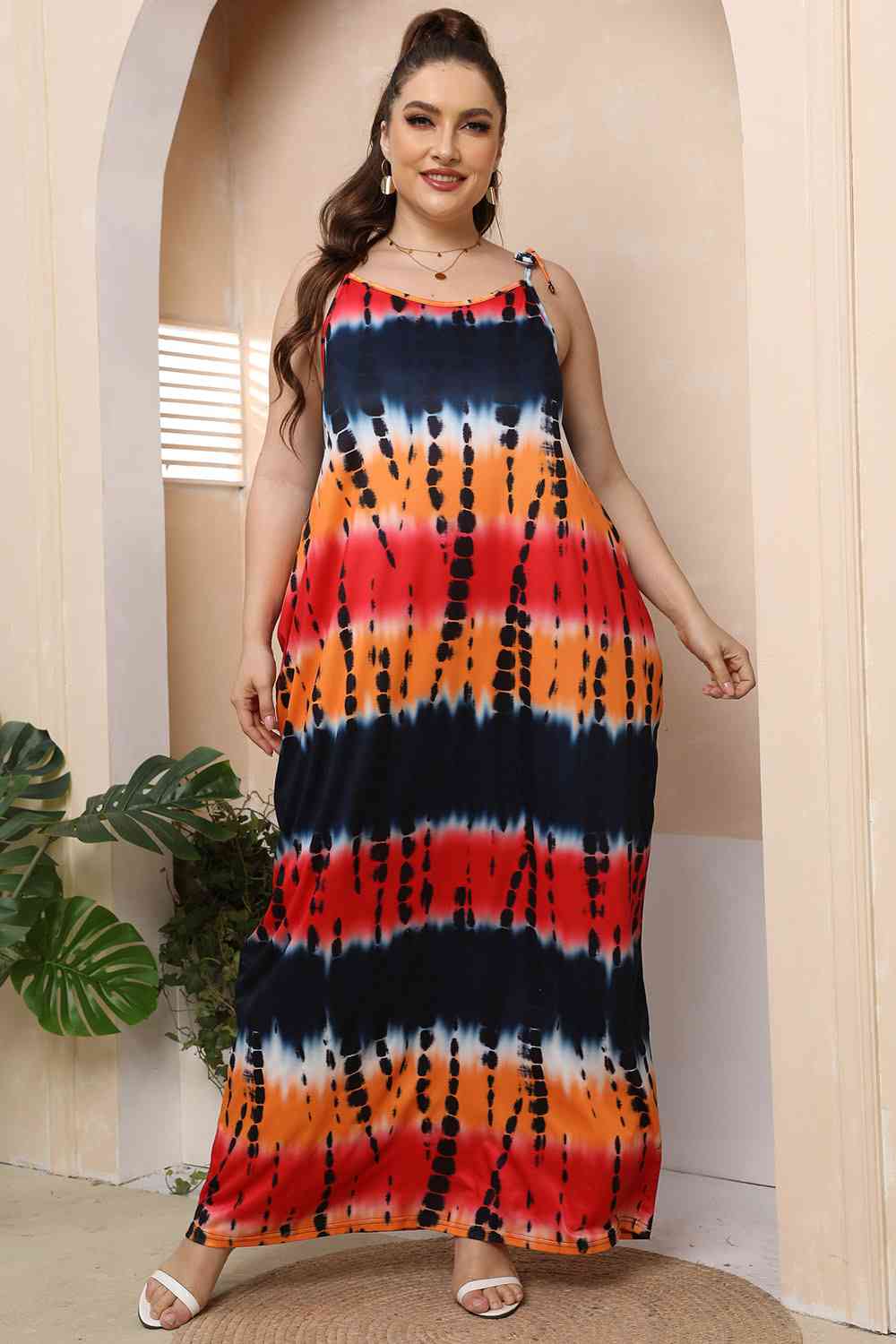 swvws Plus Size Tie-Shoulder Maxi Dress