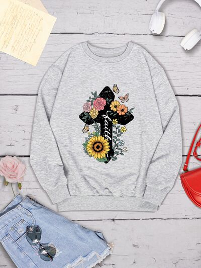 swvws Graphic Round Neck Dropped Shoulder Sweatshirt