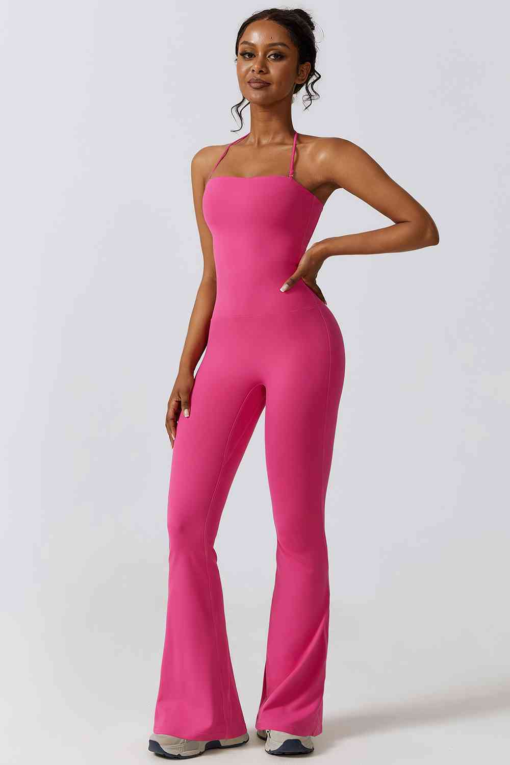 swvws Halter Neck Flare Sport Jumpsuit