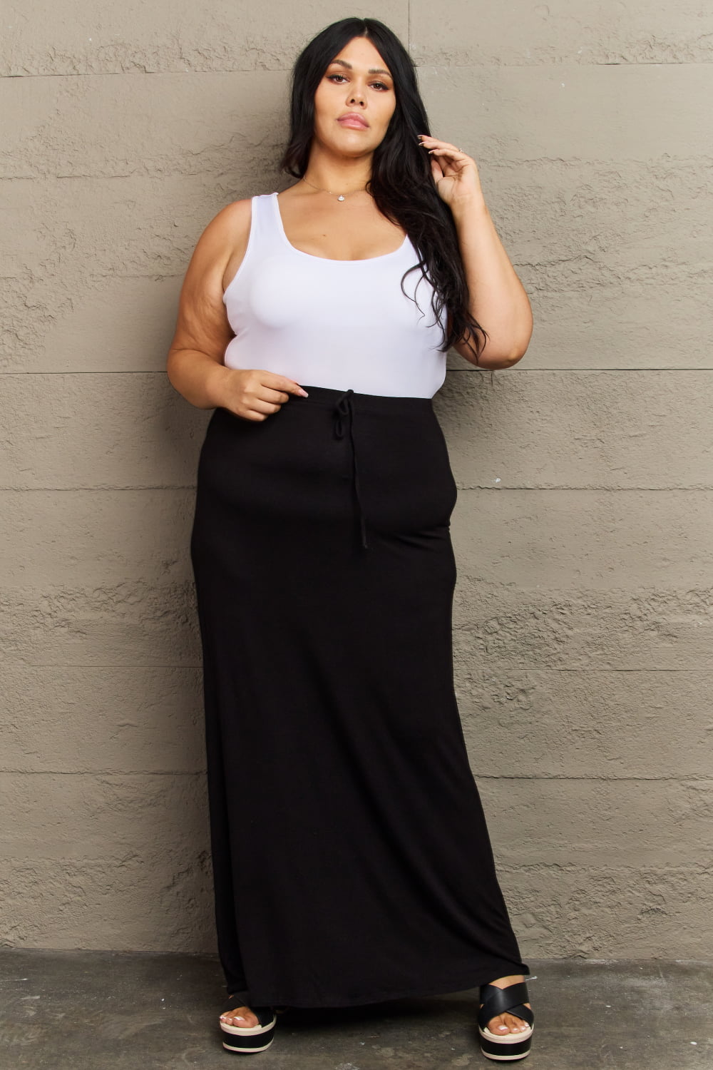 themeisles Culture Code For The Day Full Size Flare Maxi Skirt in Black