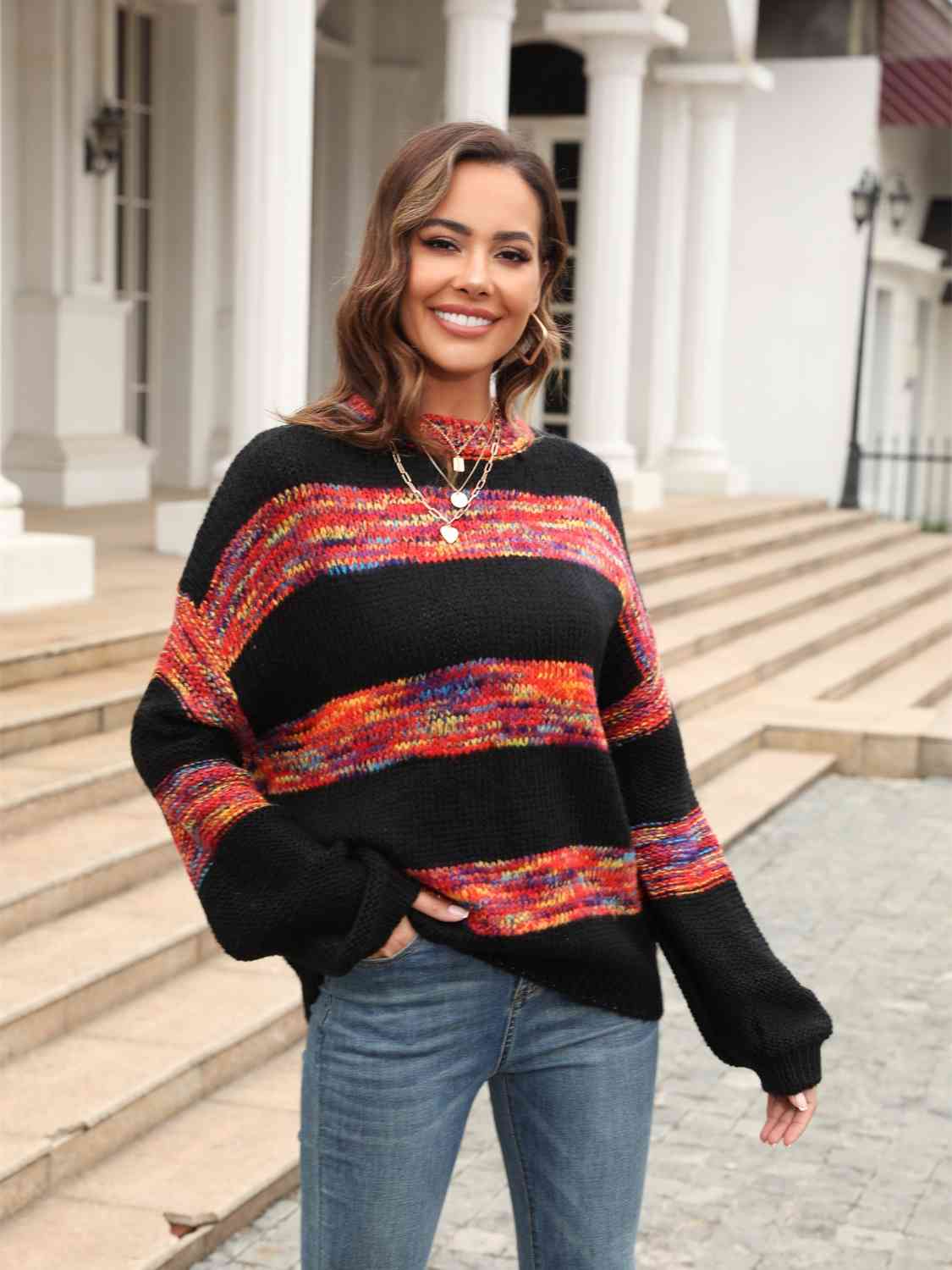 swvws Striped Drop Shoulder Sweater