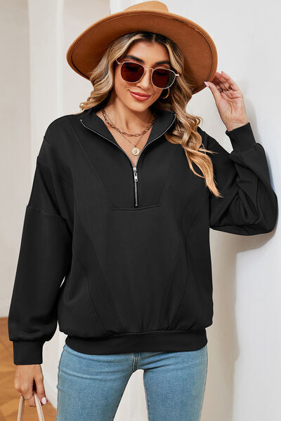 swvws Half Zip Dropped Shoulder Sweatshirt