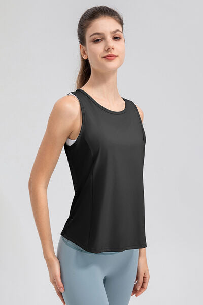 swvws Wide Strap Round Neck Active Tank