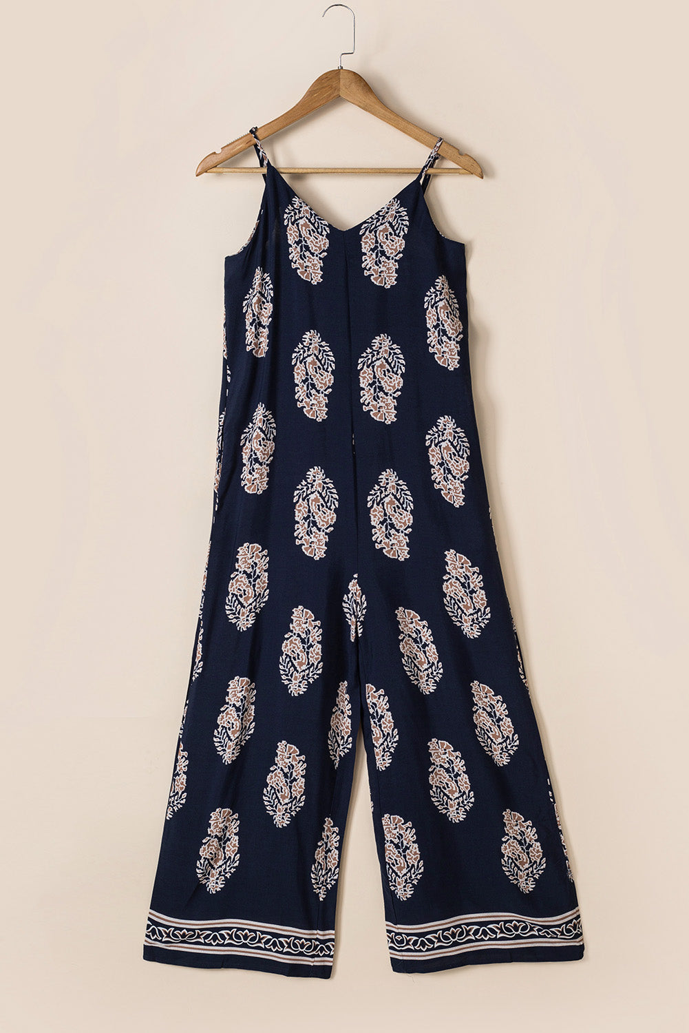 swvws Printed V-Neck Sleeveless Jumpsuit