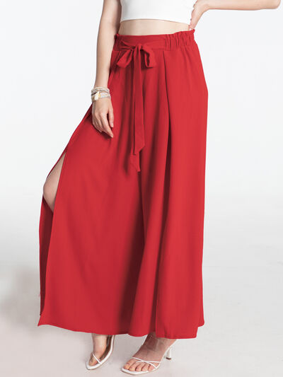 swvws Tied Slit Wide Leg Pants