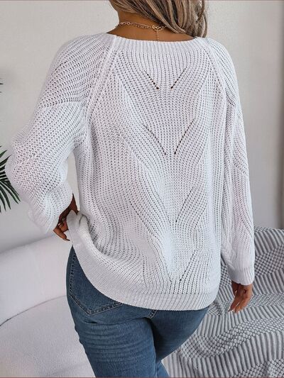 swvws Openwork Buttoned Square Neck Sweater