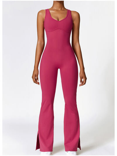 swvws Wide Strap Bootcut Slit Active Jumpsuit