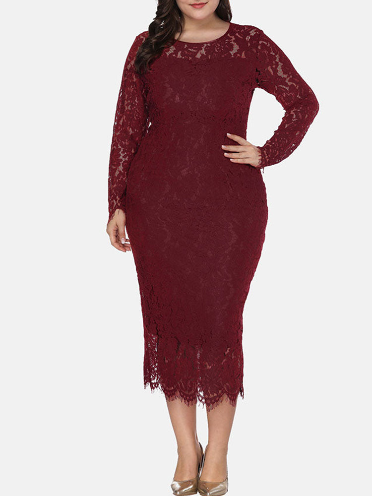 Sixsr Long Sleeve Lace Maxi Dress