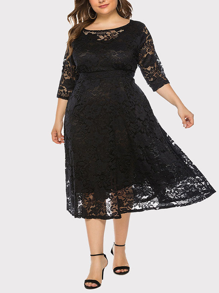 Sixsr Lace Evening A-Line Dress