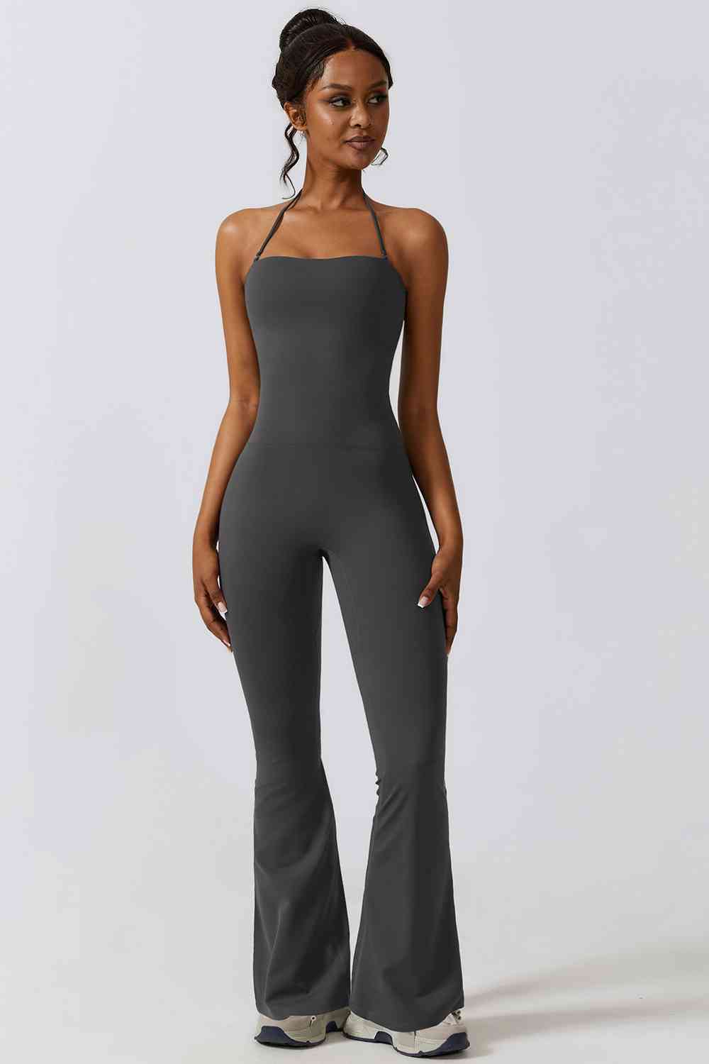 swvws Halter Neck Flare Sport Jumpsuit