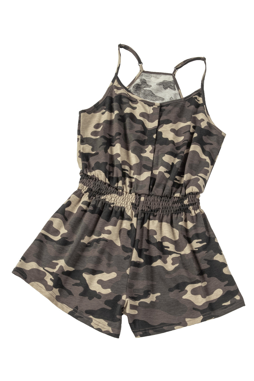 swvws Camouflage Smocked Waist Sleeveless Romper