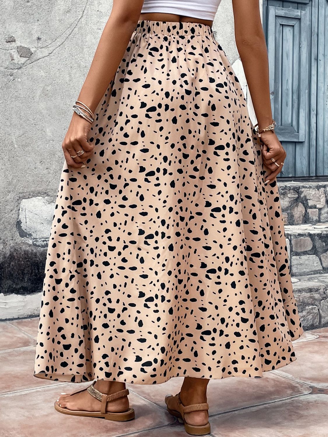 themeisles Printed High Waist Ruffled Skirt