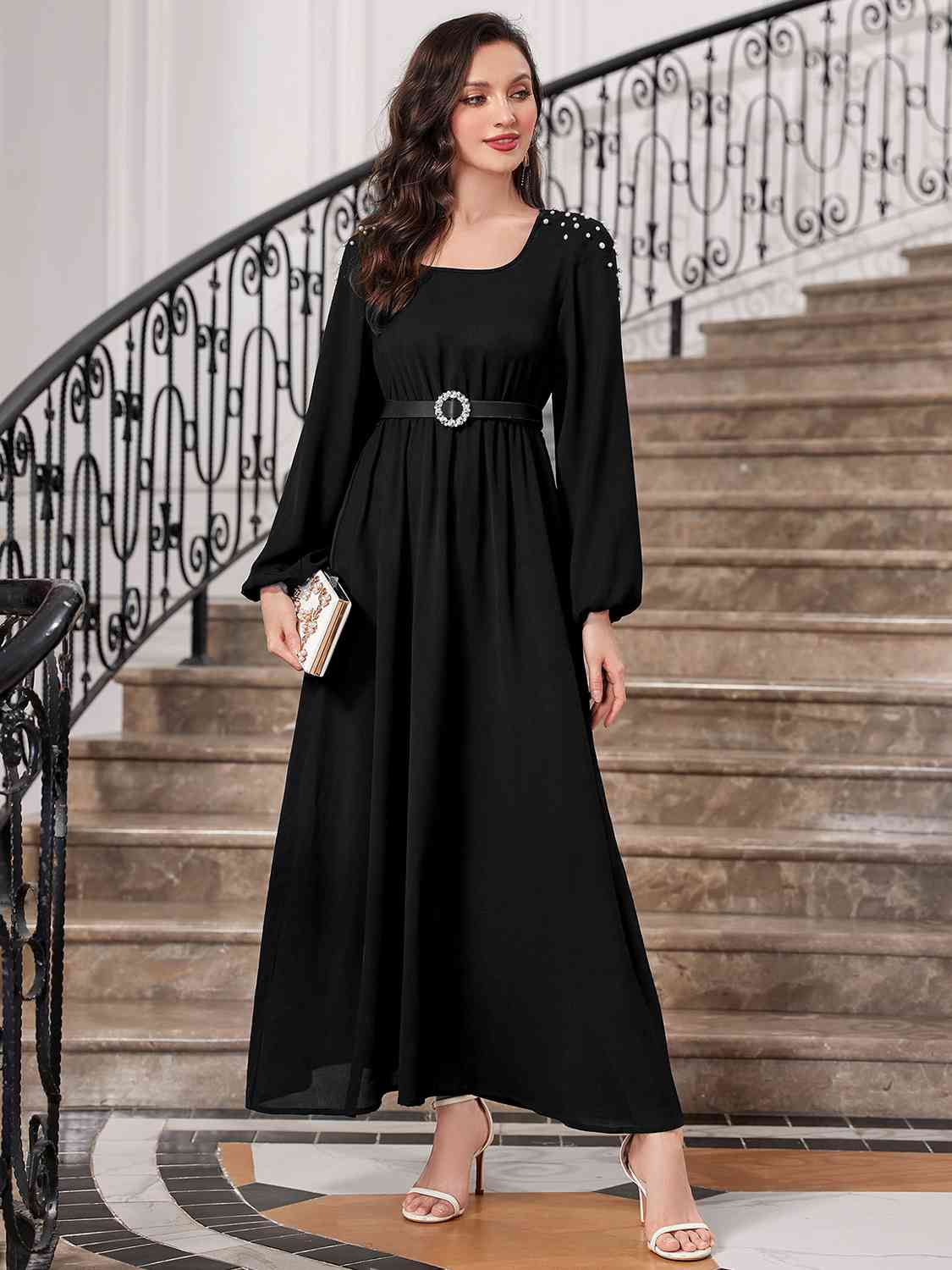 swvws Square Neck Balloon Sleeve Dress