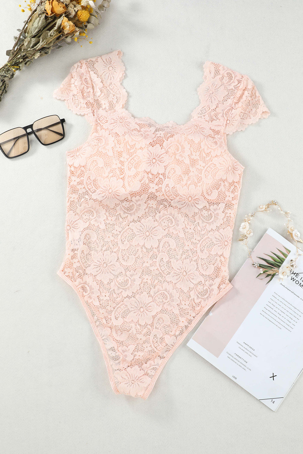 swvws Ruched Sweetheart Neck Lace Bodysuit