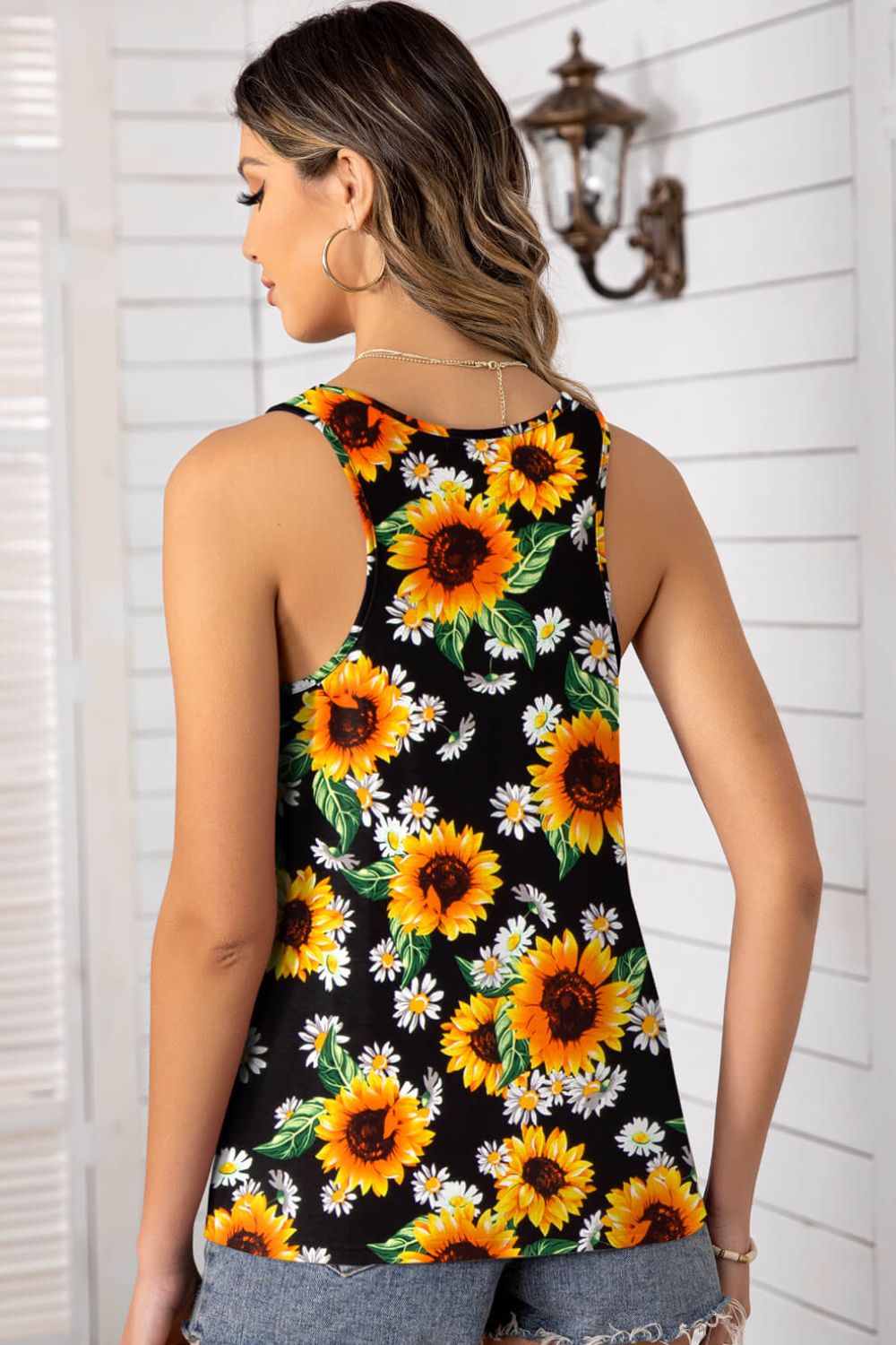 swvws Floral Scoop Neck Tank Top