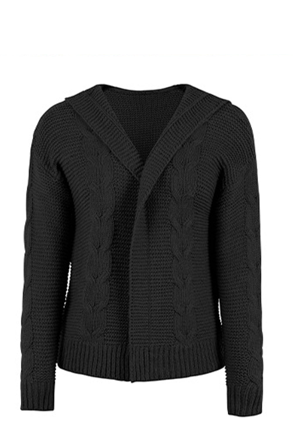 swvws Cable-Knit Dropped Shoulder Hooded Cardigan