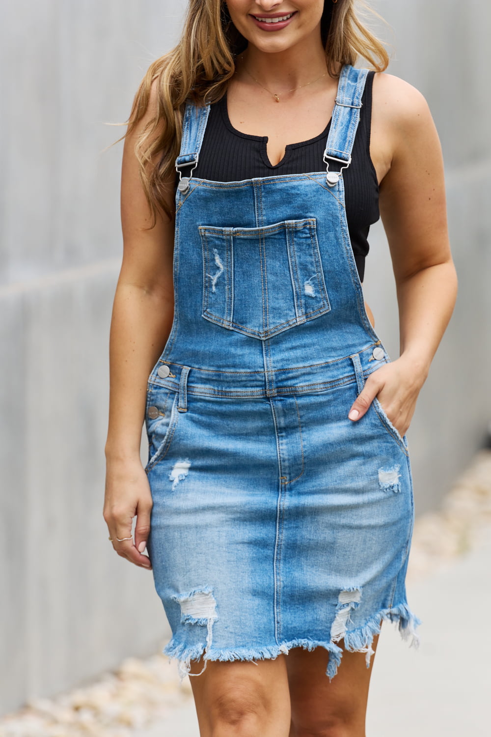 themeisles RISEN Olivia Denim Overall Mini Dress