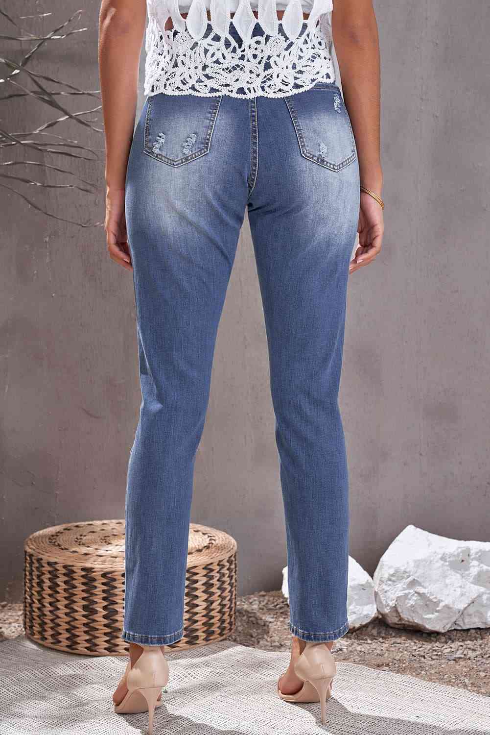 swvws Baeful Leopard Patch Ankle-Length Jeans