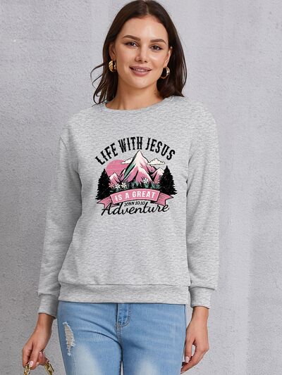 swvws LIFE WITH JESUS IS A GREAT ADVENTURE Round Neck Sweatshirt