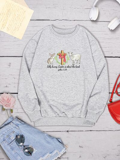 swvws EASTER Graphic Round Neck Sweatshirt