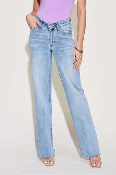 swvws Judy Blue Full Size V Front Waistband Straight Jeans