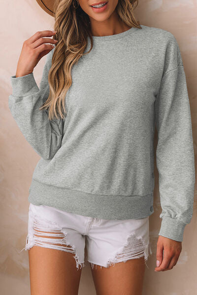 swvws Round Neck Dropped Shoulder Sweatshirt