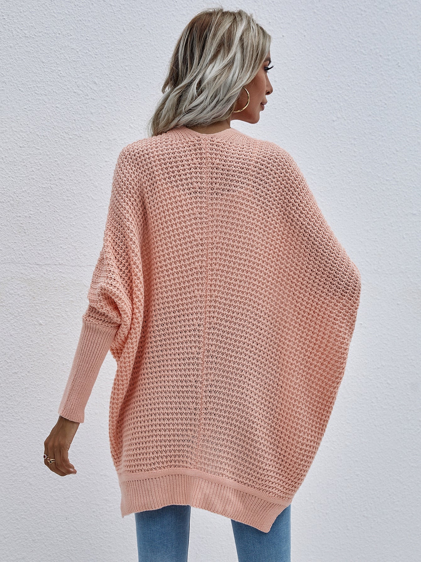 swvws Waffle Knit Open Front Cardigan