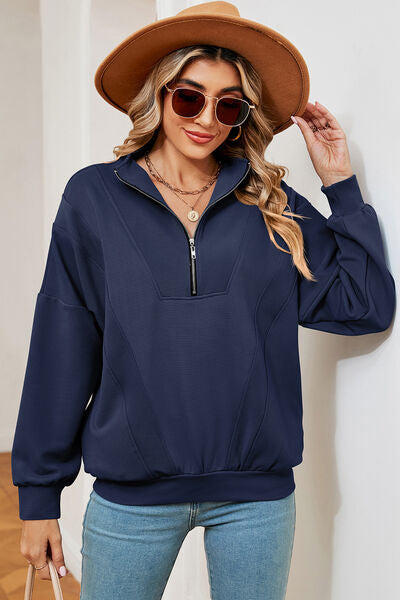 swvws Half Zip Dropped Shoulder Sweatshirt