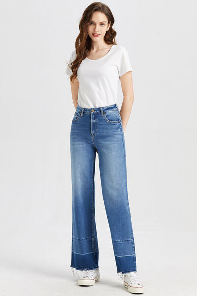 swvws BAYEAS Full Size High Waist Cat's Whisker Wide Leg Jeans