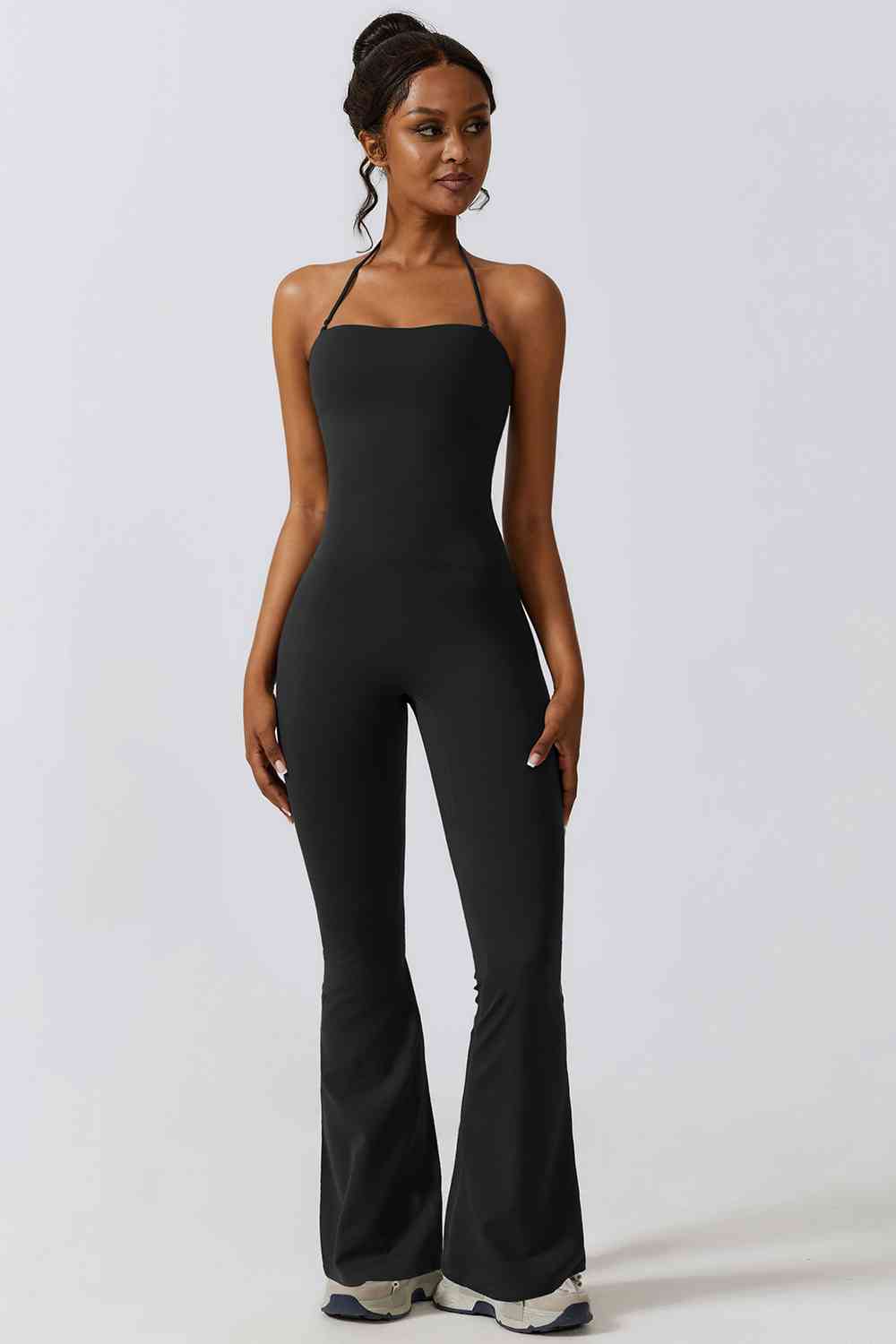 swvws Halter Neck Flare Sport Jumpsuit