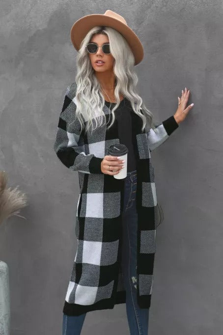 swvws Buffalo Plaid Duster Cardigan